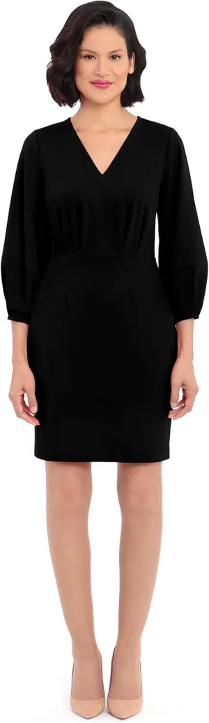 Donna Morgan Women's Long Sleeve V-Neck Dress