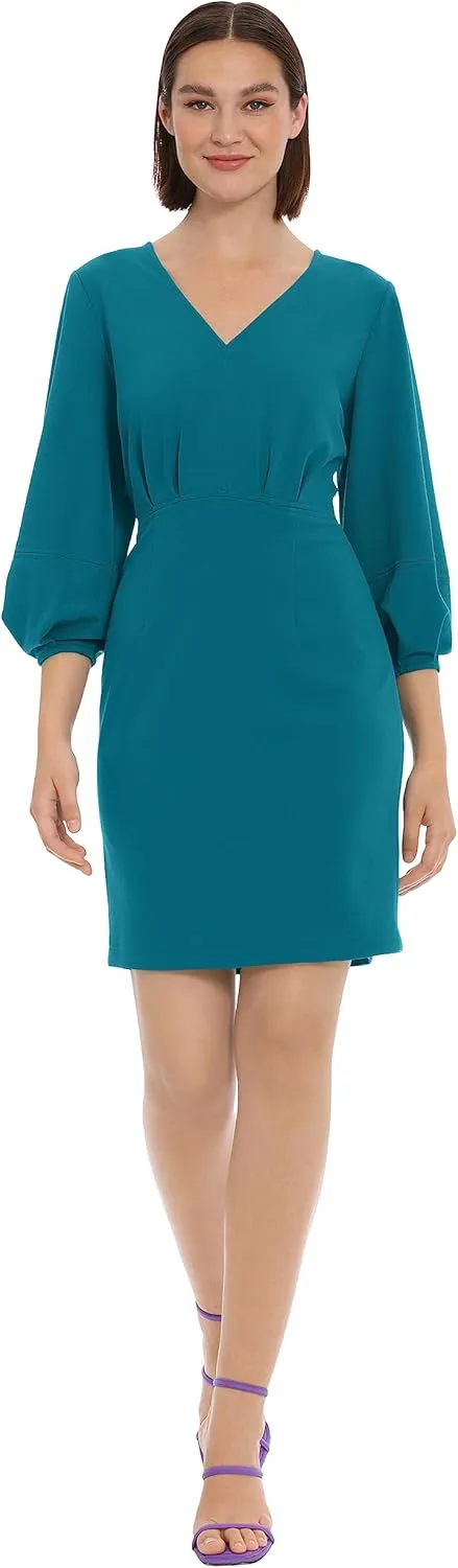 Donna Morgan Women's Long Sleeve V-Neck Dress