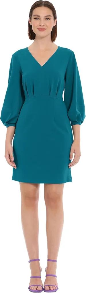 Donna Morgan Women's Long Sleeve V-Neck Dress