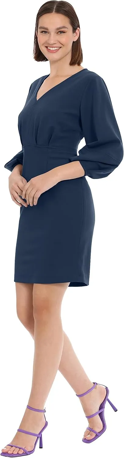 Donna Morgan Women's Long Sleeve V-Neck Dress