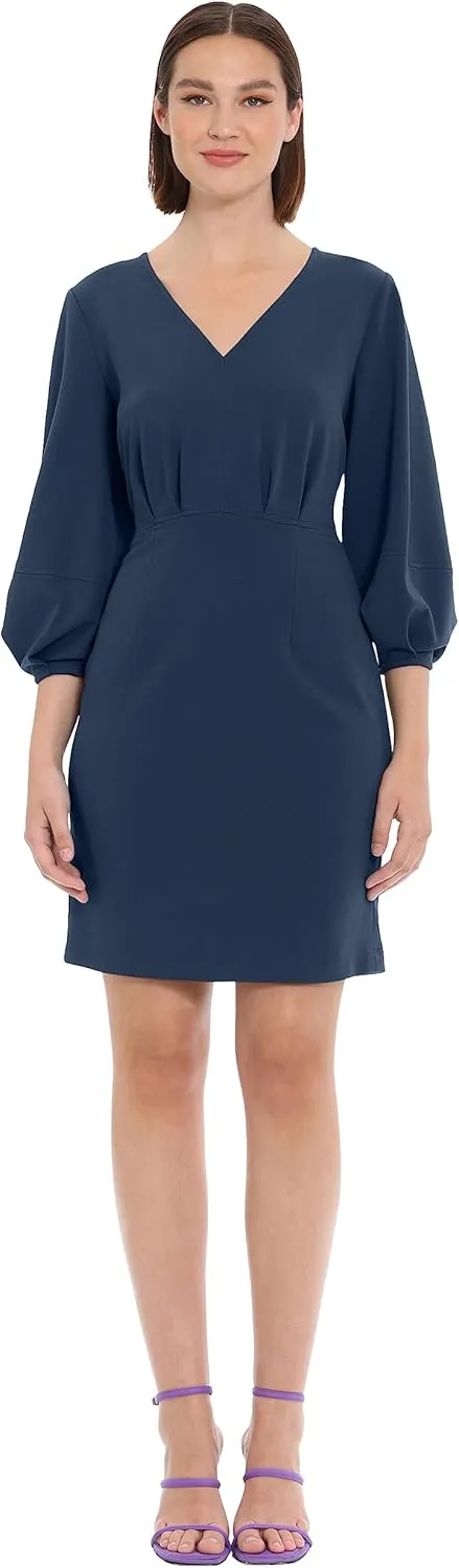 Donna Morgan Women's Long Sleeve V-Neck Dress