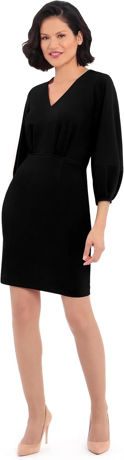 Donna Morgan Women's Long Sleeve V-Neck Dress