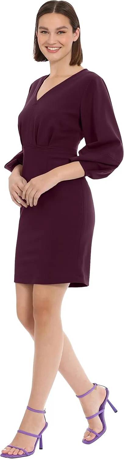 Donna Morgan Women's Long Sleeve V-Neck Dress