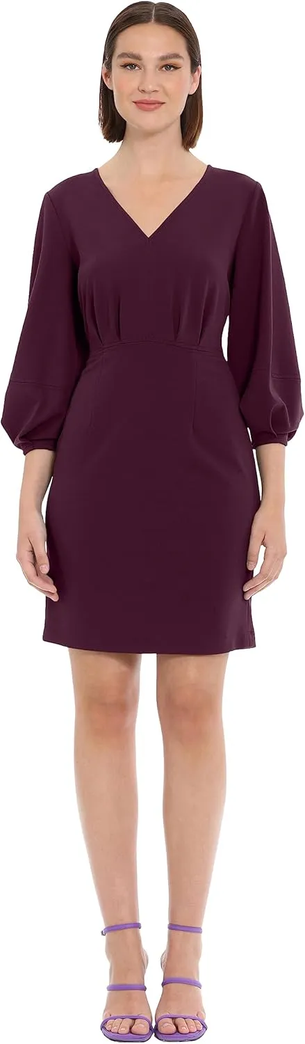Donna Morgan Women's Long Sleeve V-Neck Dress