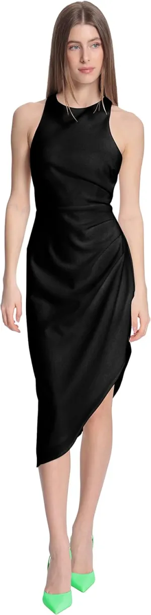 Donna Morgan Women's Sleeveless Bodycon Dress with Side Pleat Tucks and Asymmetric Hem