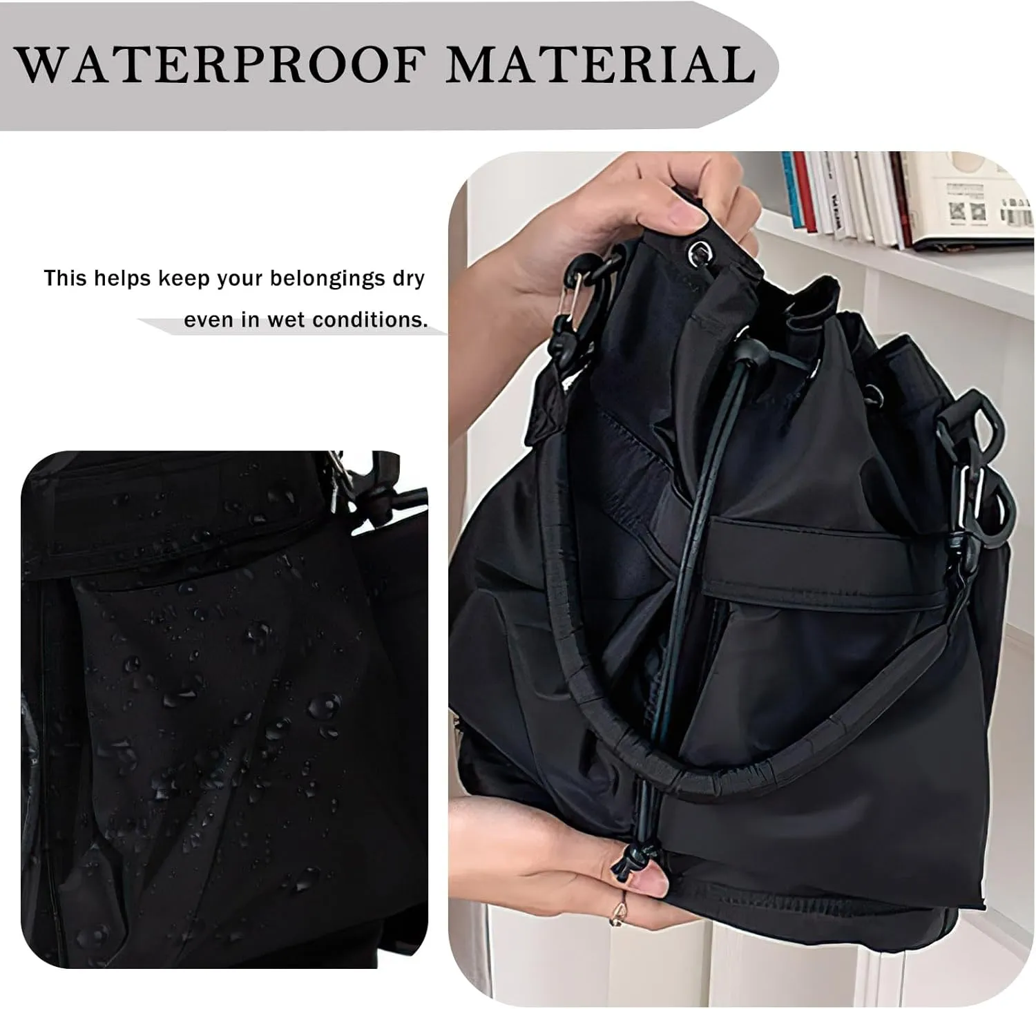 Drawstring Bucket Bag Nylon Crossbody Tote Bag Handbags for Women