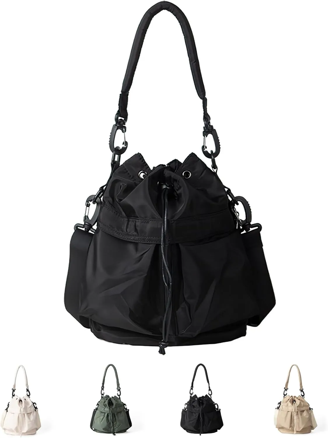 Drawstring Bucket Bag Nylon Crossbody Tote Bag Handbags for Women
