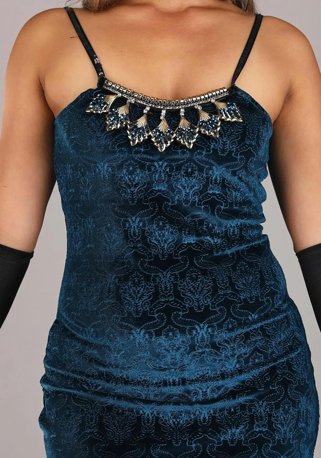 Dreamgirl Adult Womens Dress Flapper Costume, 20s Great Gatsby, Downtown Doll Halloween Costume, Blue
