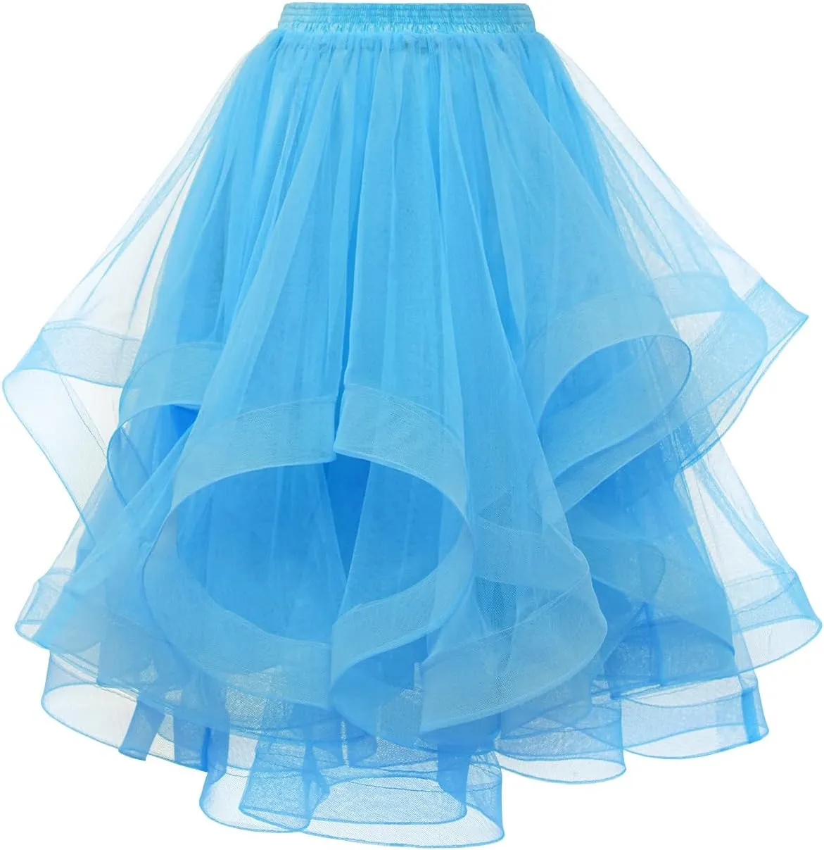DRESSTELLS Tulle Skirts for Women, A Line Elastic Waist Tiered Layered Puffy Midi Long Party Tutu Skirt