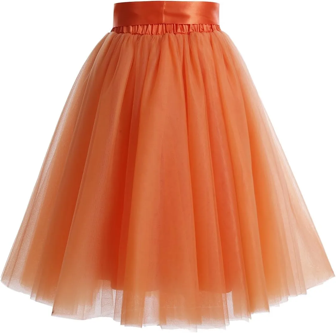 DRESSTELLS Womens Tulle Skirt A Line Tulle Dress Tutu Skirts Knee Length Adult Layered Short Prom Party Midi Skirt