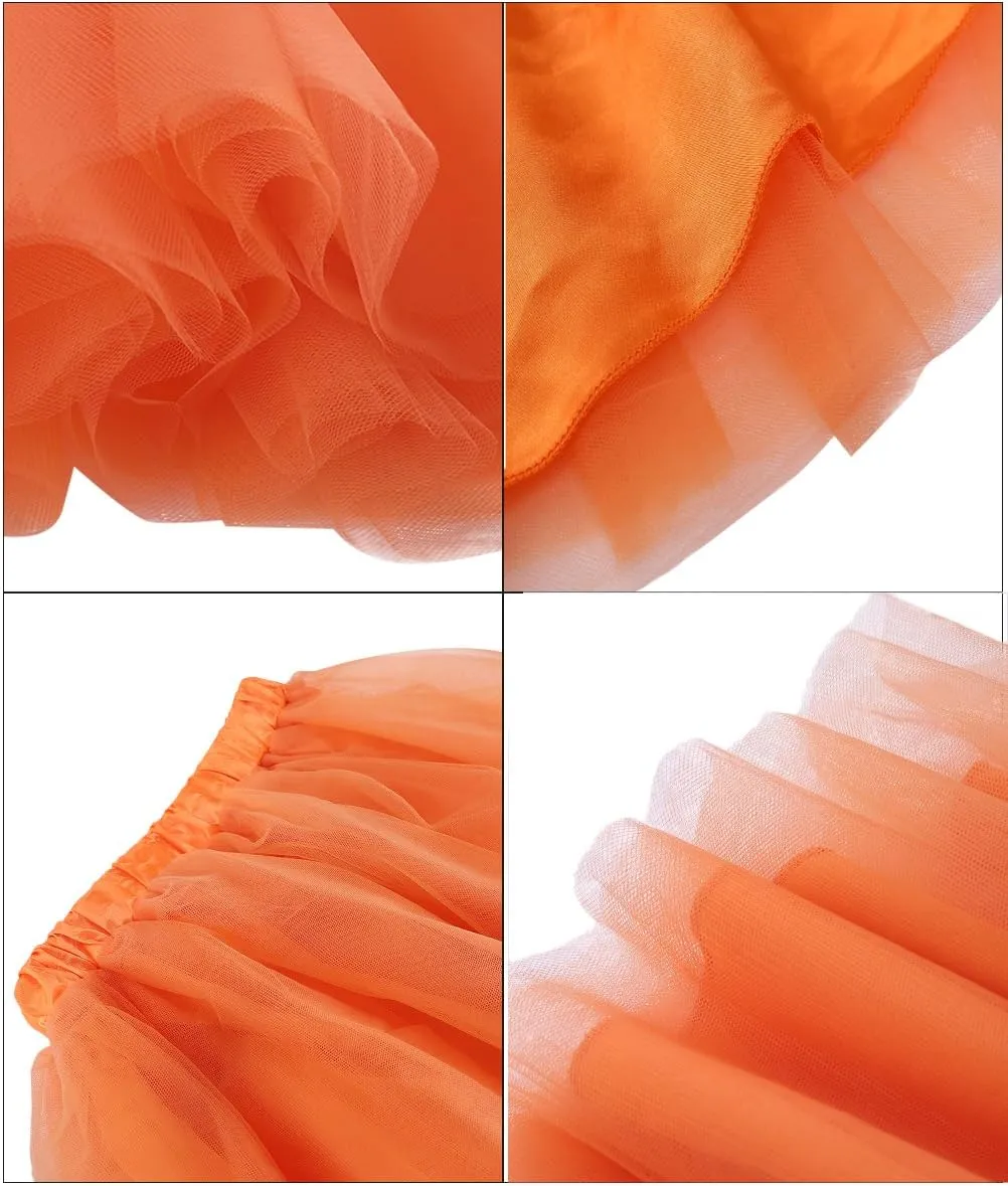 DRESSTELLS Womens Tulle Skirt A Line Tulle Dress Tutu Skirts Knee Length Adult Layered Short Prom Party Midi Skirt