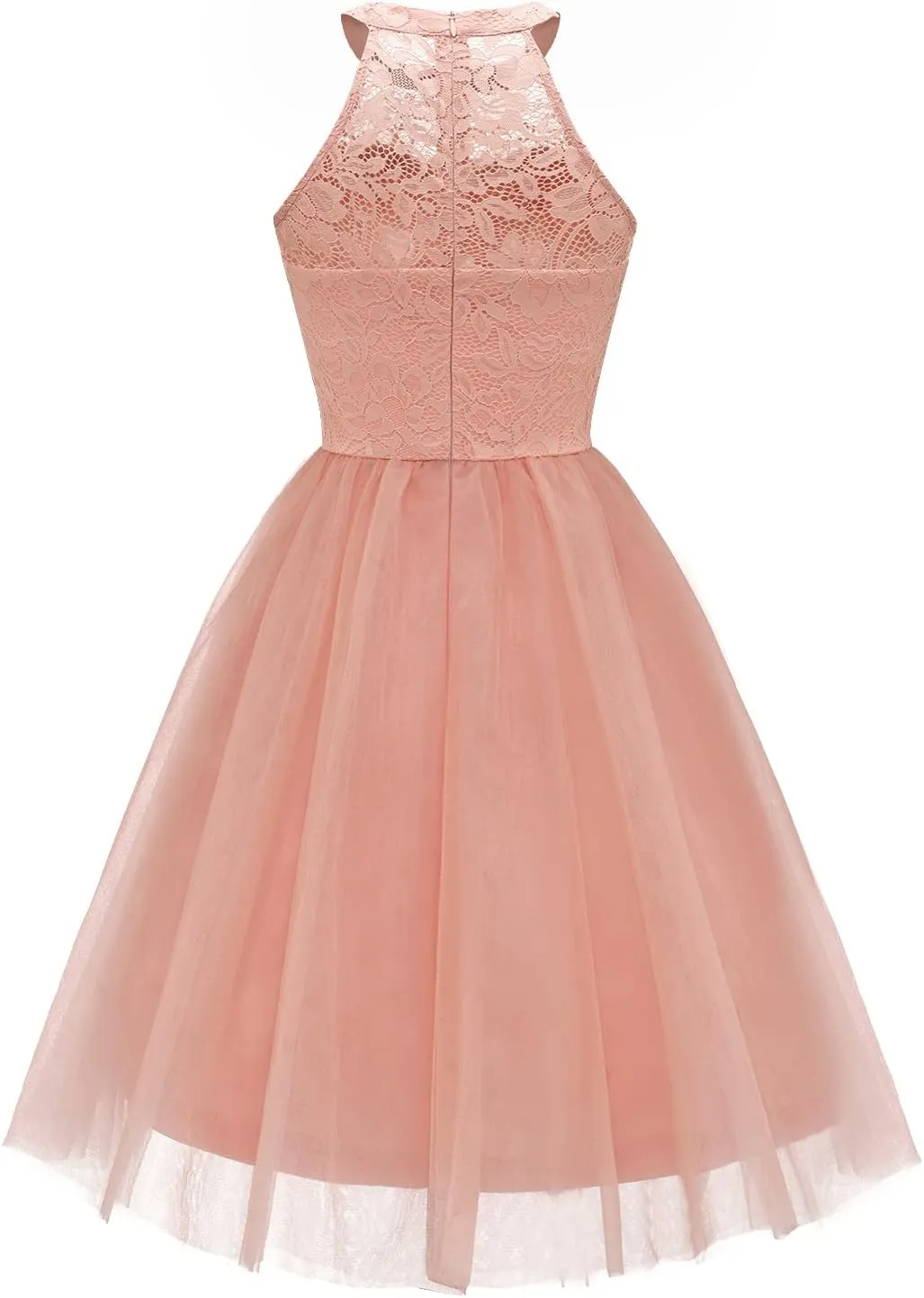 Dressystar Women's Short Halter Cocktail Party Dress Lace Tulle Prom Gown