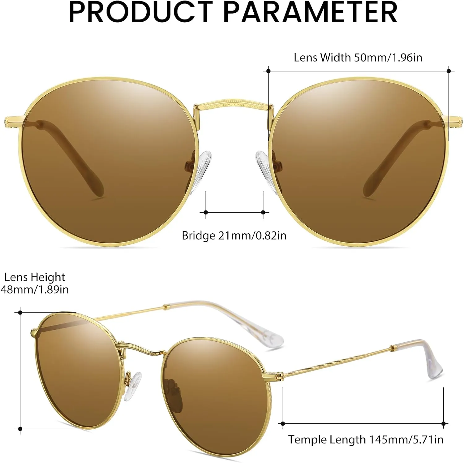 DUCO Retro Round Polarized UV400 Sunglasses for Men Women Vintage Polarized Sun Glasses Classic Vintage Shades DC3048