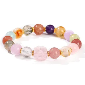 Duobao Multi-Gemstone Crystal Healing Bracelet, Beaded Bracelets for Women Man Chakra Bracelets 10 mm Crystals and Healing Stones Stress Relief Gifts Inspirational Bracelets