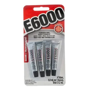 E-6000 Glue Mini Tubes | Adhesive for Crafts | Glue for Craft | Multi Purpose Glue | Transparent | Pack of 4 | 21.2ml (4X 5.3ml)