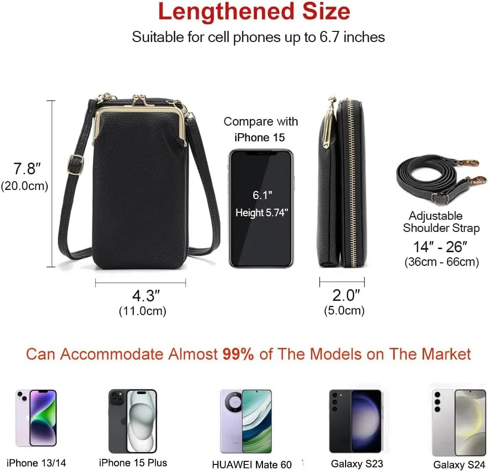EASTNIGHTS Small Crossbody Phone Bag for Women Cell Phone Purse Wallet Kiss Lock Cute Shoulder Bag with Credit Card Slots
