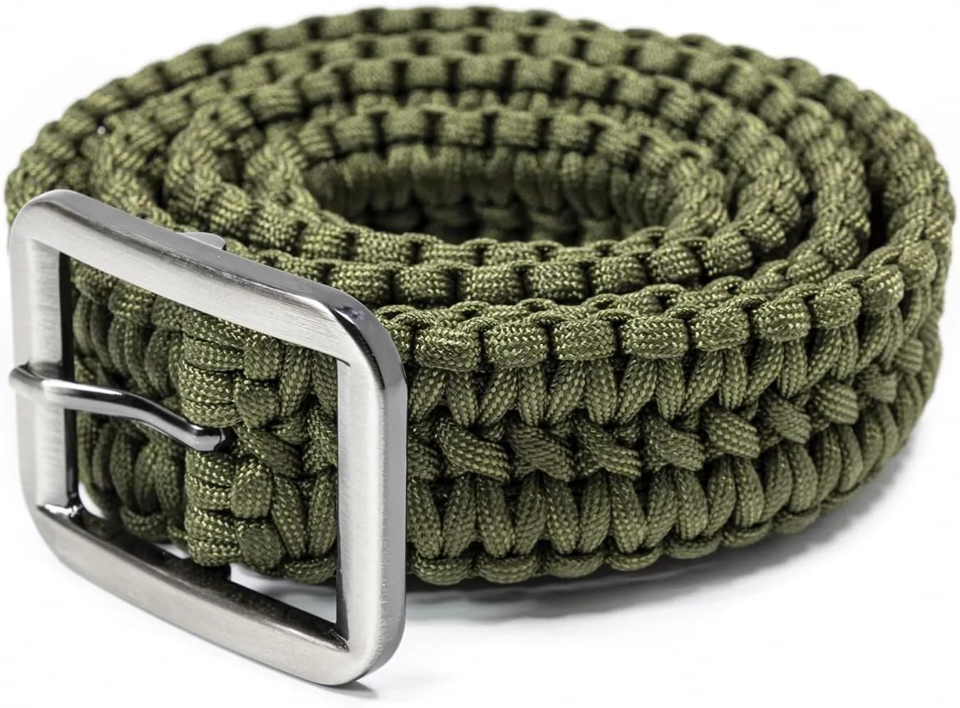 EDC Survival 550 Paracord Belt with Stainless Steel Buckle, 52 inch (Universal Fit, 3 colors)