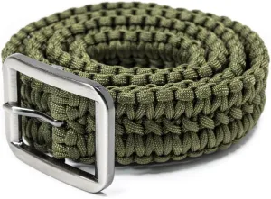 EDC Survival 550 Paracord Belt with Stainless Steel Buckle, 52 inch (Universal Fit, 3 colors)