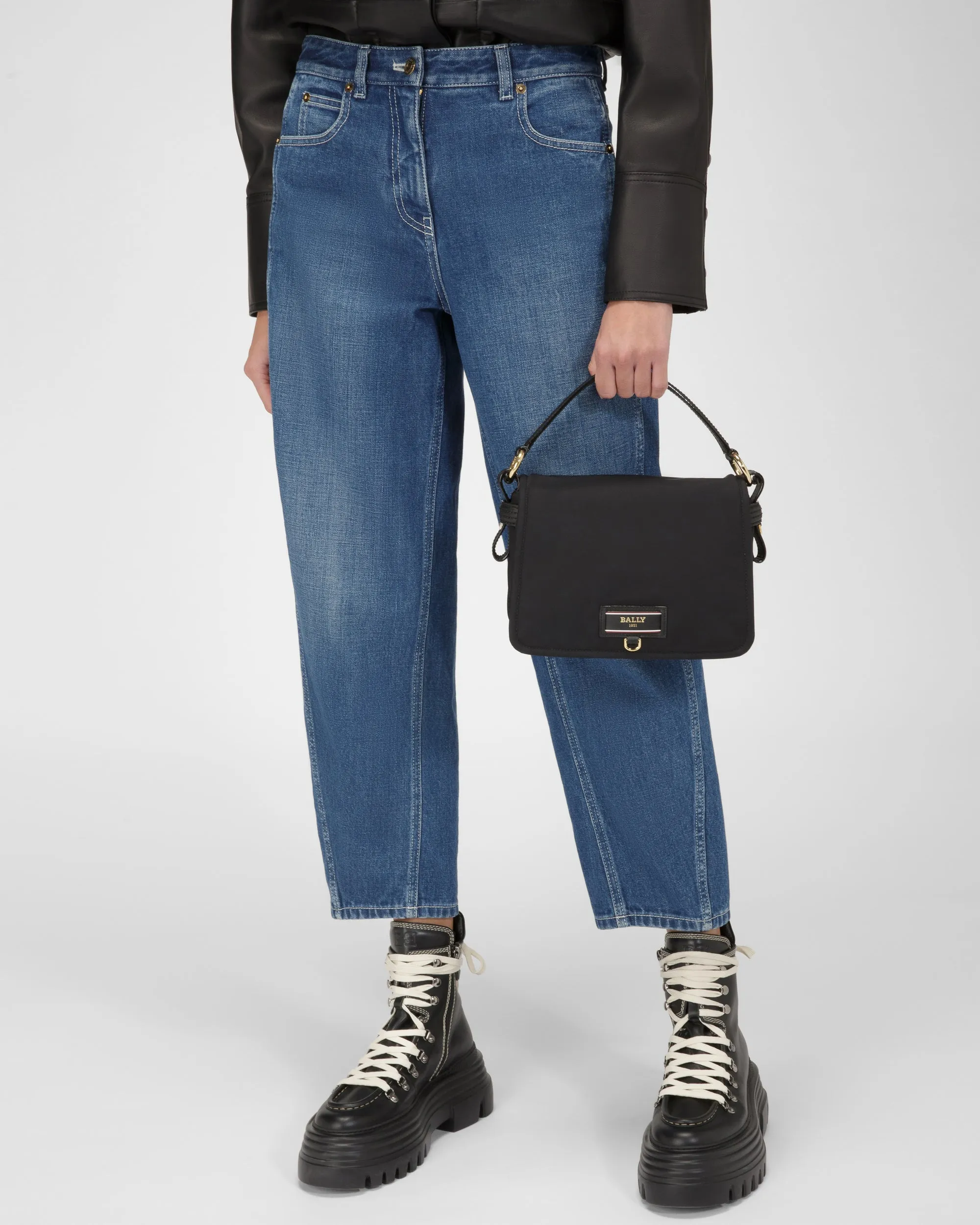 Ekyra Recycled Nylon Crossbody Bag In Black