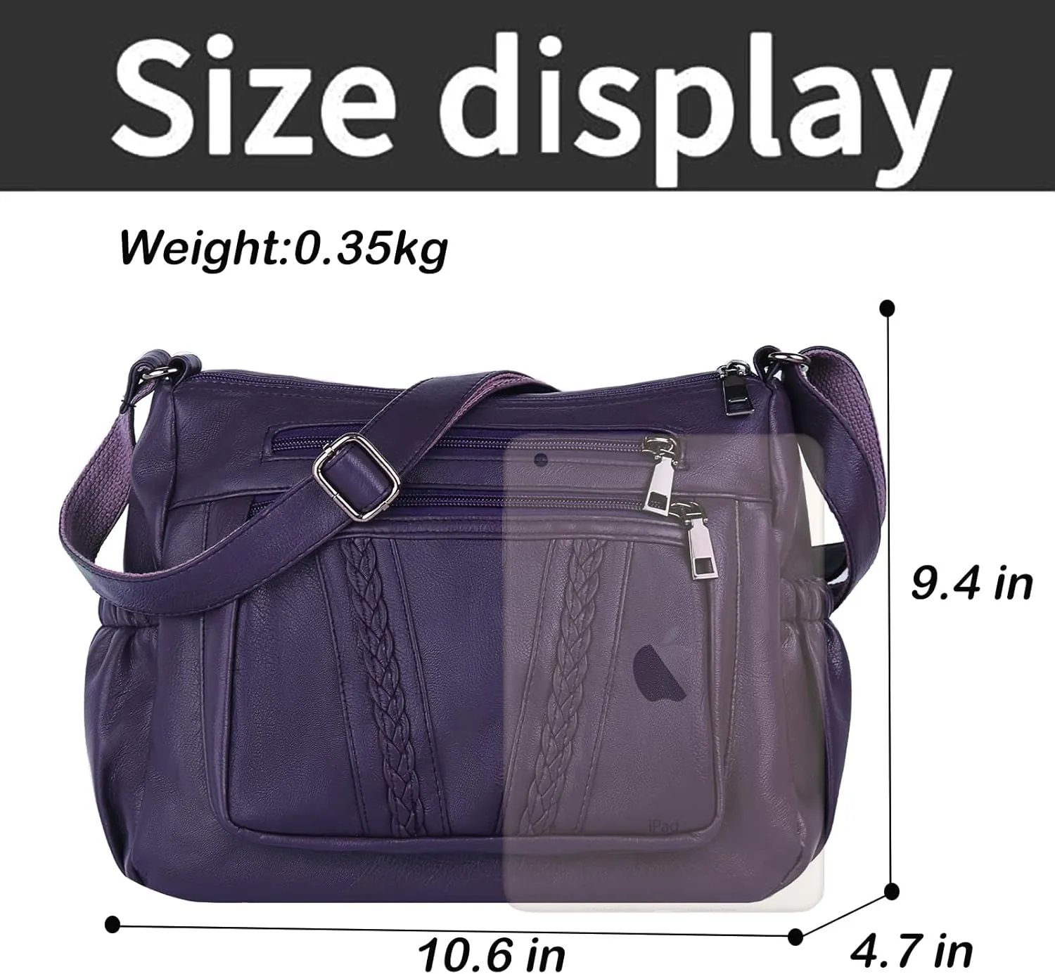 ELDA Crossbody Bags For Women Pocketbooks Soft PU Leather Purses and Handbags Multi Pocket Shoulder Bag