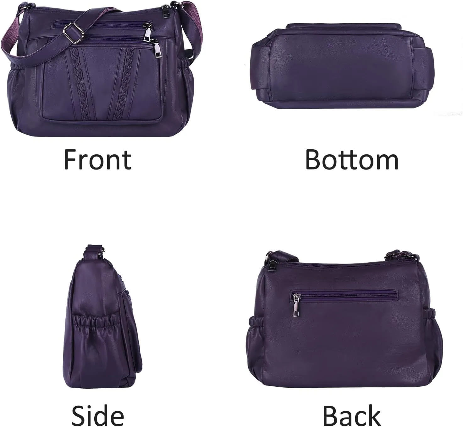 ELDA Crossbody Bags For Women Pocketbooks Soft PU Leather Purses and Handbags Multi Pocket Shoulder Bag