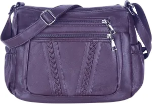 ELDA Crossbody Bags For Women Pocketbooks Soft PU Leather Purses and Handbags Multi Pocket Shoulder Bag