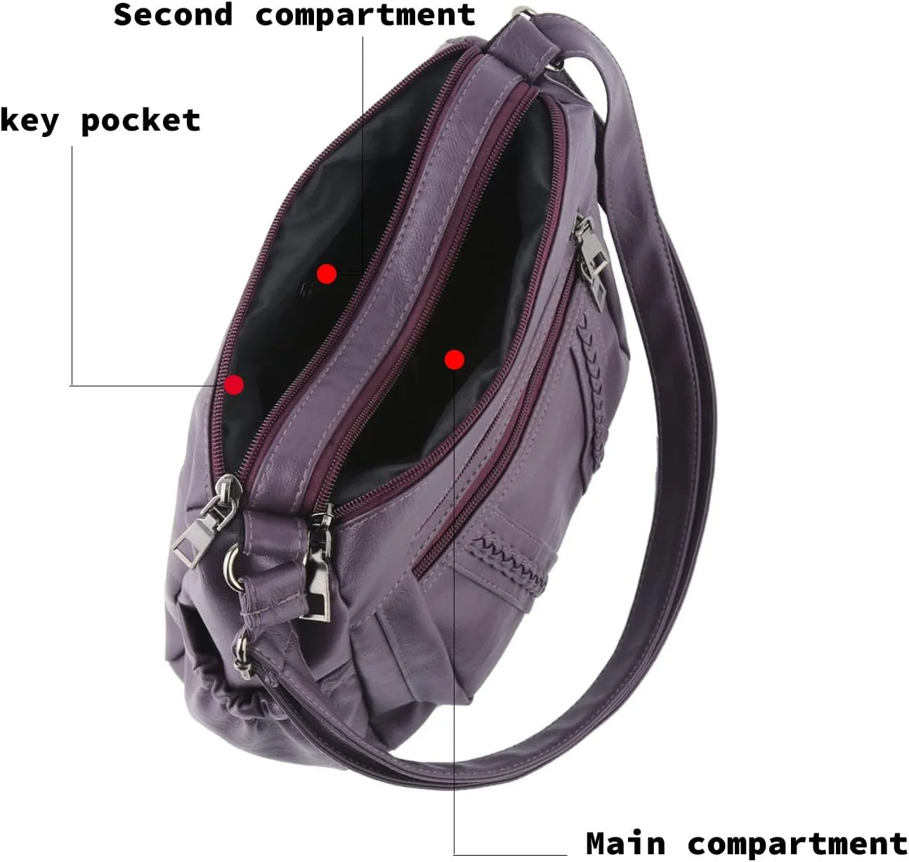 ELDA Crossbody Bags For Women Pocketbooks Soft PU Leather Purses and Handbags Multi Pocket Shoulder Bag