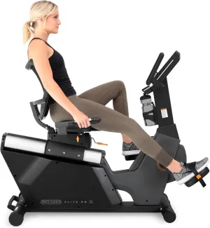 Elite RB X Recumbent Exercise Bike - FreeSync FTMS Bluetooth Smart App Connectivity - Compact 49" (L) - Oversized Soft 4-Way Adj. Seat - 350 lb Cap. - Low Step-Thru Design - Commercial Grade