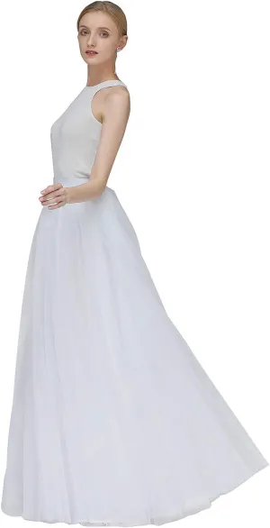 EllieHouse A Line Long Maxi Bridesmaid Tulle Skirt for Wedding Evening Party Prom P68