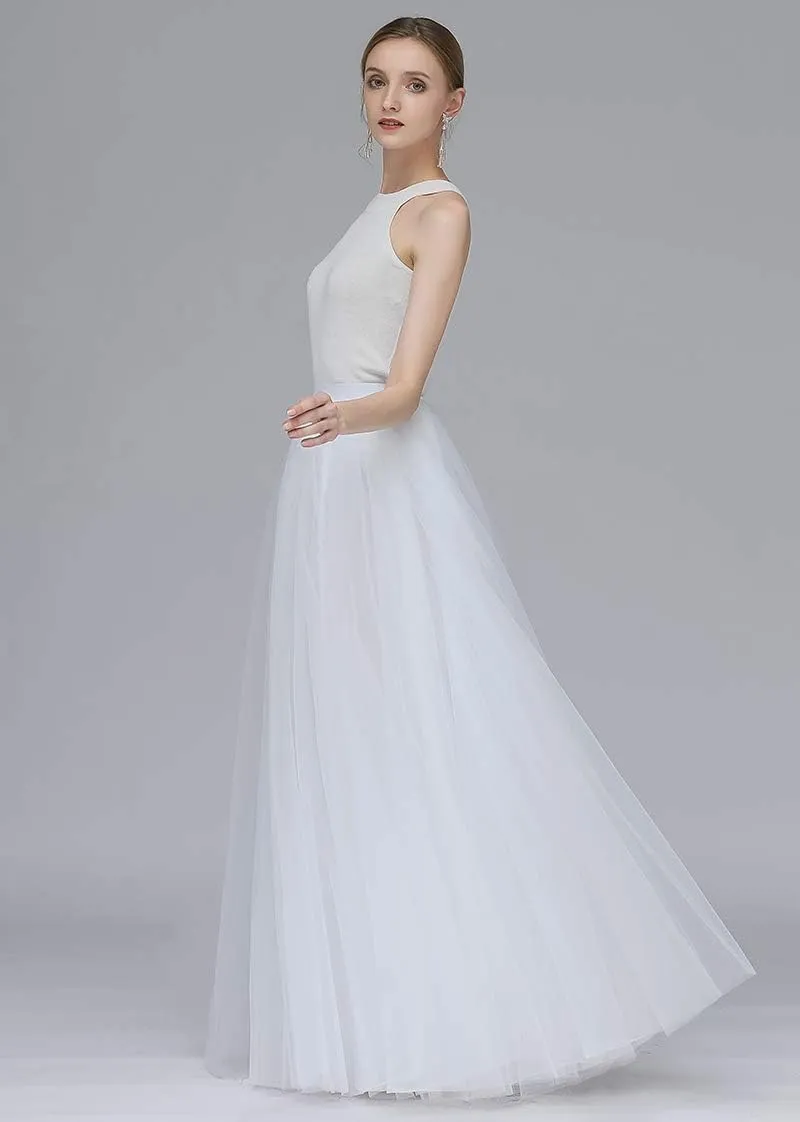 EllieHouse A Line Long Maxi Bridesmaid Tulle Skirt for Wedding Evening Party Prom P68