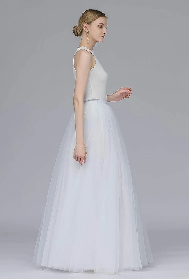 EllieHouse A Line Long Maxi Bridesmaid Tulle Skirt for Wedding Evening Party Prom P68