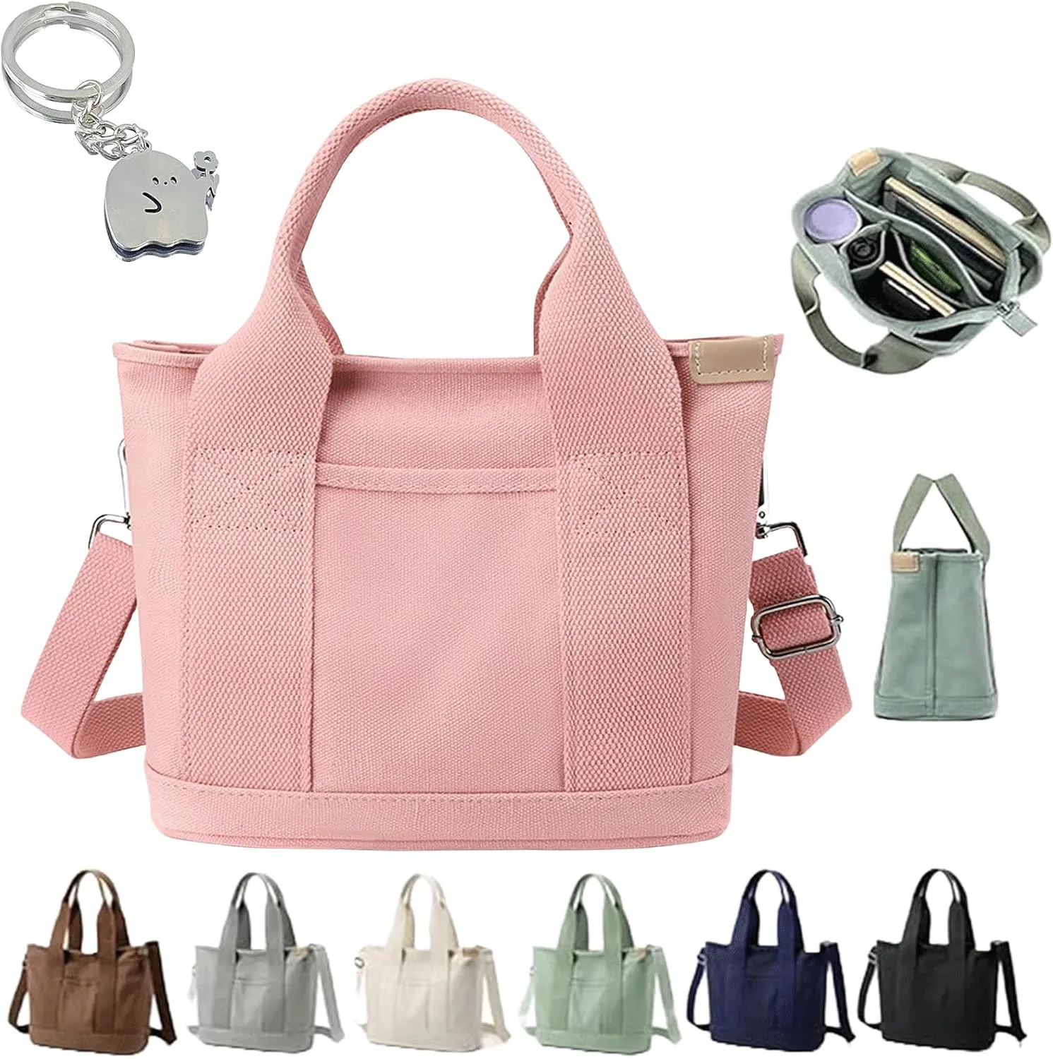Elmyse Handbag, Elmyse Crossbody Bag,Elmyse Large Capacity Multi-Pocket Handbag,Canvas Tote Bag with Zipper