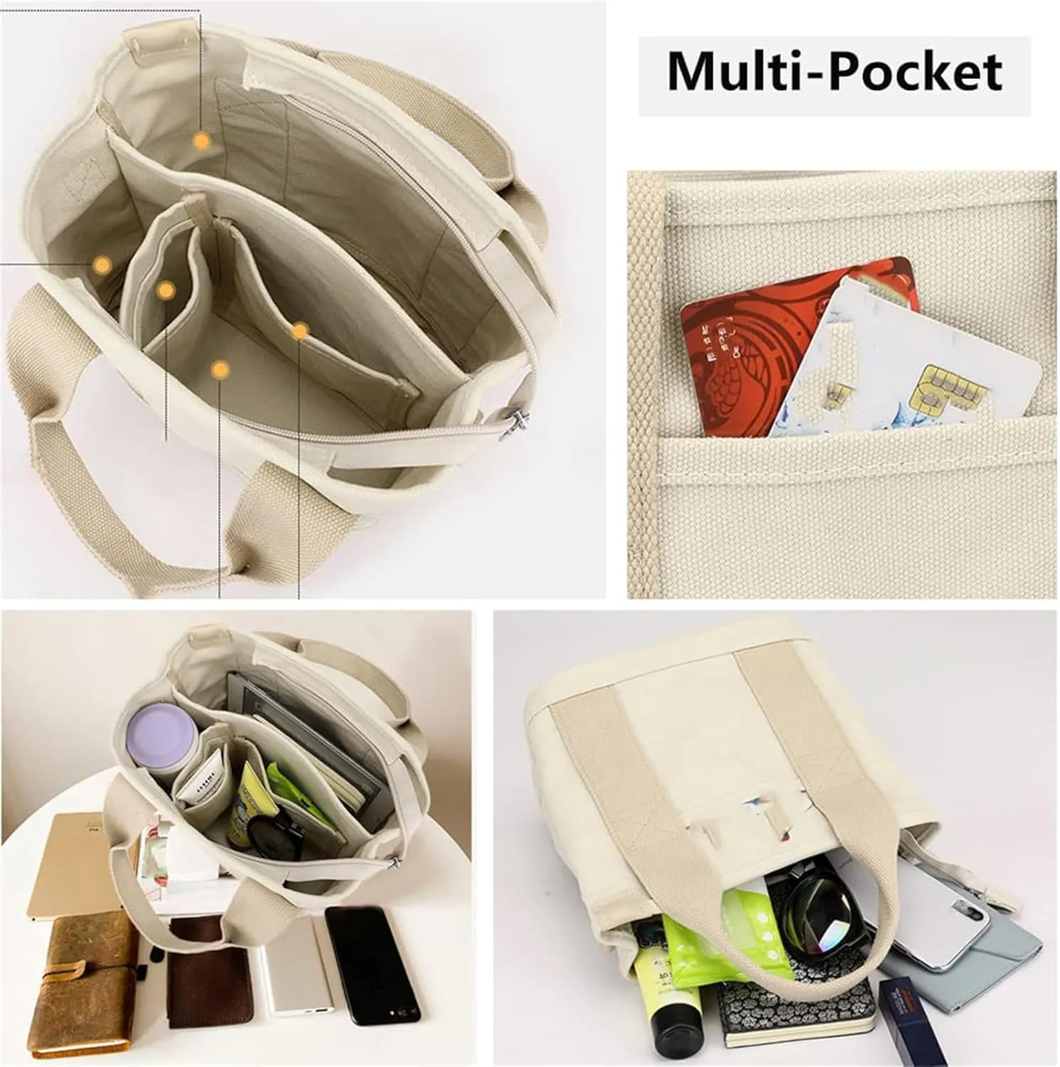 Elmyse Handbag, Elmyse Crossbody Bag,Elmyse Large Capacity Multi-Pocket Handbag,Canvas Tote Bag with Zipper