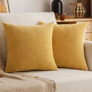 EMEMA Pillow Covers 20x20 Inch Pack of 2 Square Throw Pillow Covers Decorative Couch Pillow Covers Soft Chenille Cushion Covers for Sofa Bed Gold(Only Covers)