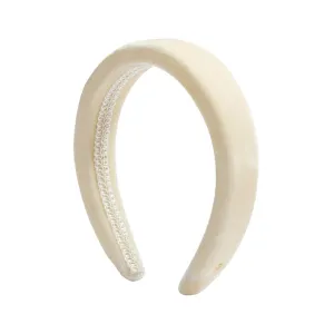 EVITA PERONI Thick White Velvet Wide Headband for Women Soft Headband No Slip Comfortable Wearing Fashion Hair Band for Valentine's Day Birthday Wedding Party