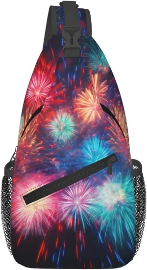 Explosion Firework 3d Print Cross Chest Bag Diagonally Crossbody Shoulder Casual Fashion Travel Bag,Hiking Daypack