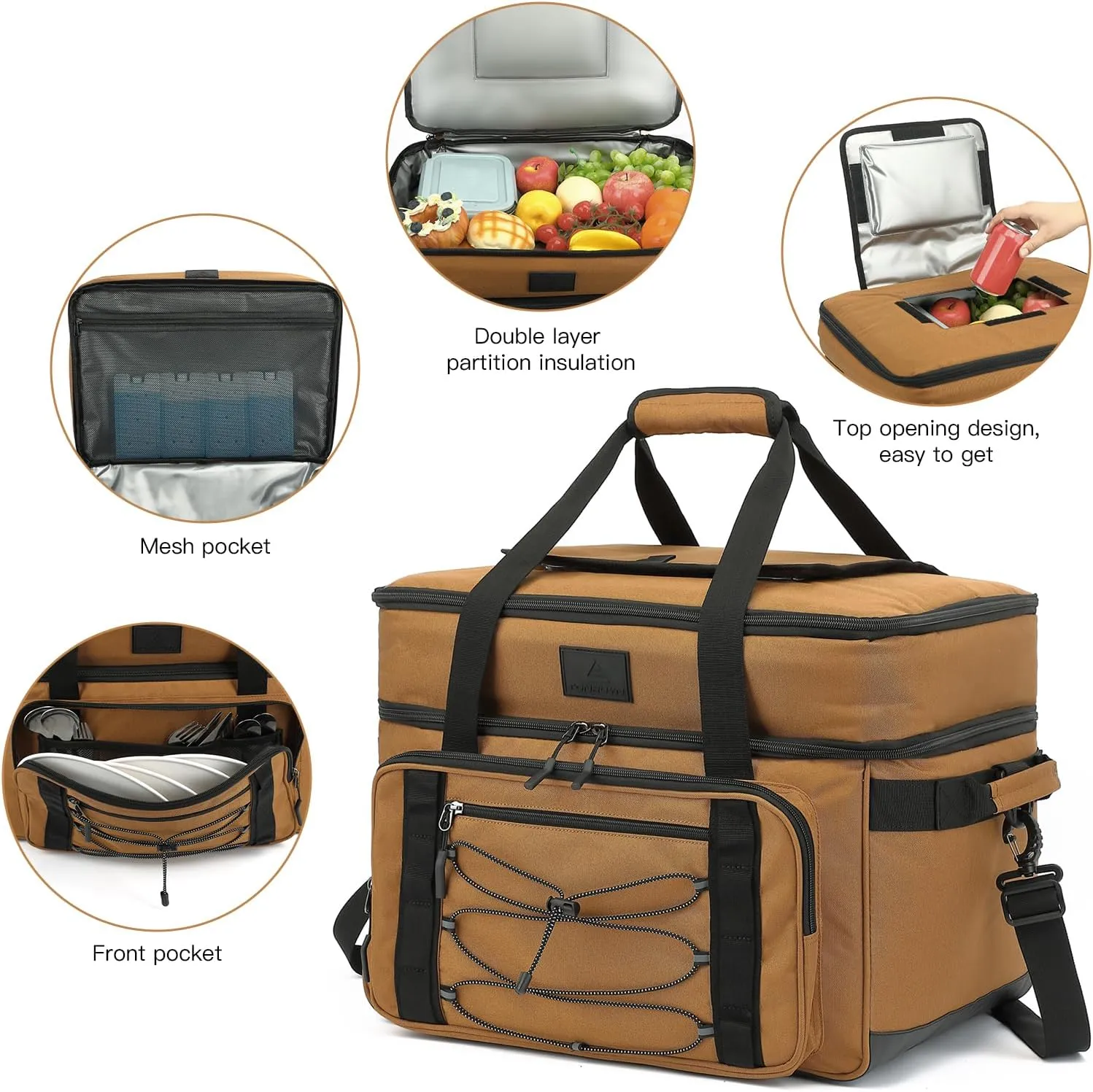 Extra Large Wheeled Portable Cooler Bag 85 Cans Double Deck Heavy Duty Rolling Insulated Cooler with All-Terrain Wheels Leakproof Tactical Soft Sided Cooler for Beach Camping Picnic Travel