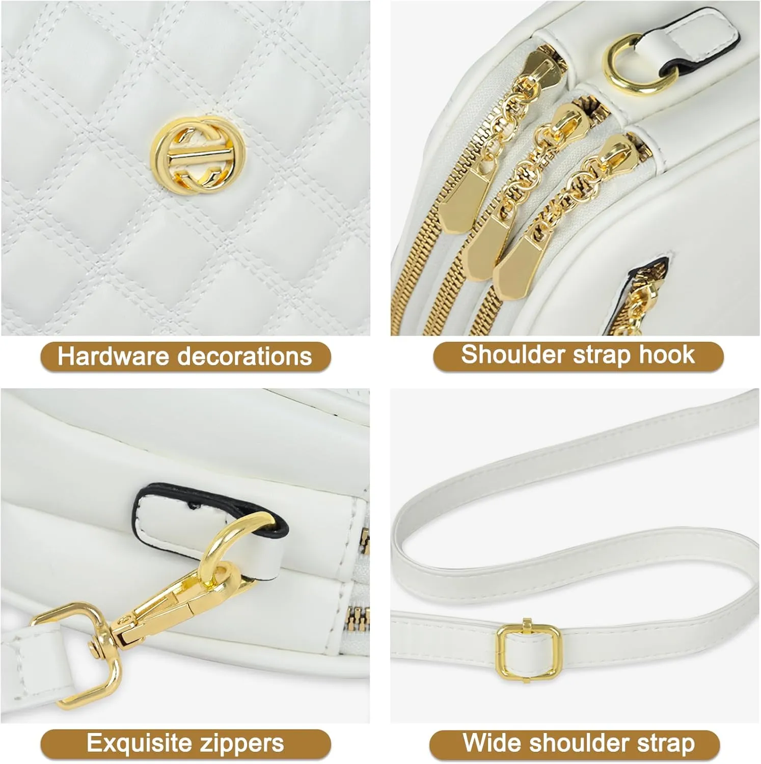 EXTREE Quilted Crossbody Bag, Trendy Design Shoulder Purse