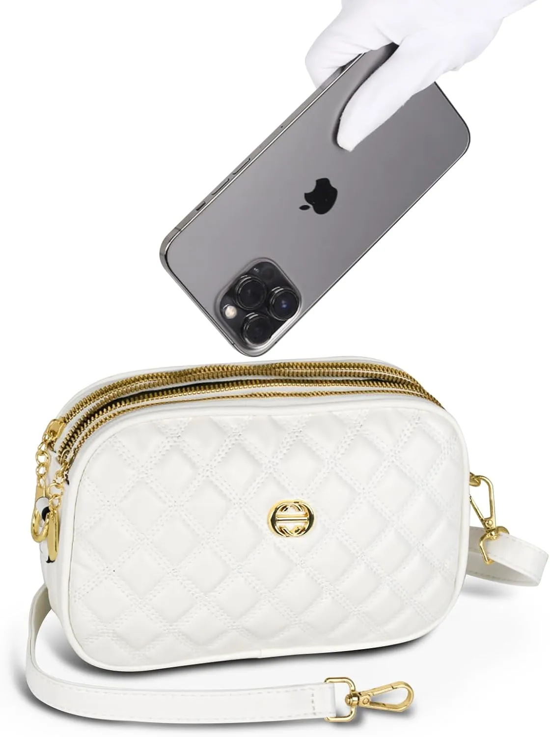 EXTREE Quilted Crossbody Bag, Trendy Design Shoulder Purse