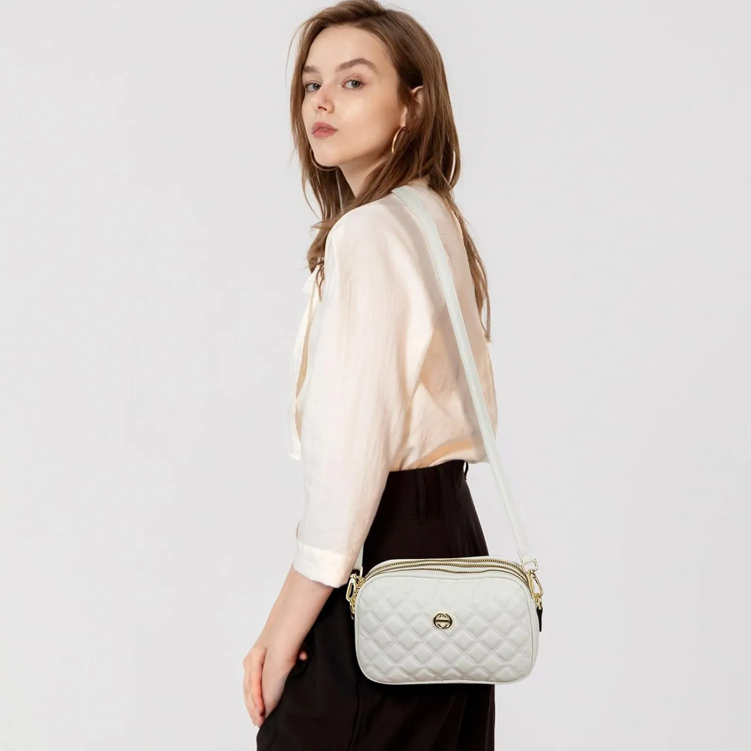 EXTREE Quilted Crossbody Bag, Trendy Design Shoulder Purse