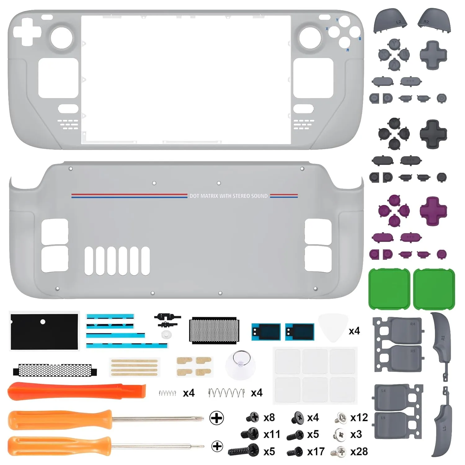 eXtremeRate DIY Full Set Shell with Buttons for Steam Deck LCD, Custom Faceplate Back Plate Replacement Shell for Steam Deck LCD - Classic 1989 GB DMG-01 [Console NOT Included]