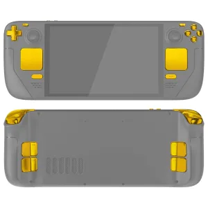 eXtremeRate Replacement Full Set Buttons for Steam Deck OLED, Chrome Gold DIY Custom ABXY D-pad Trackpad Bumpers Triggers Buttons with Tools for Steam Deck OLED Console - No Console