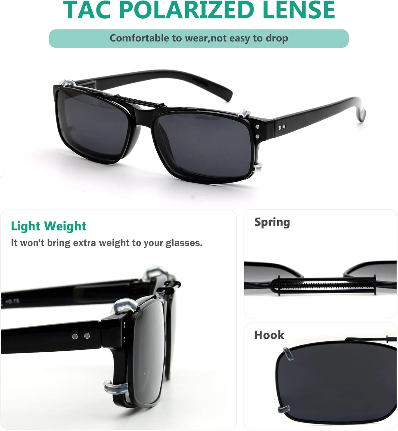 Eyekepper Metal Frame Rim Polarized Lens Clip On Sunglasses 56 * 34MM