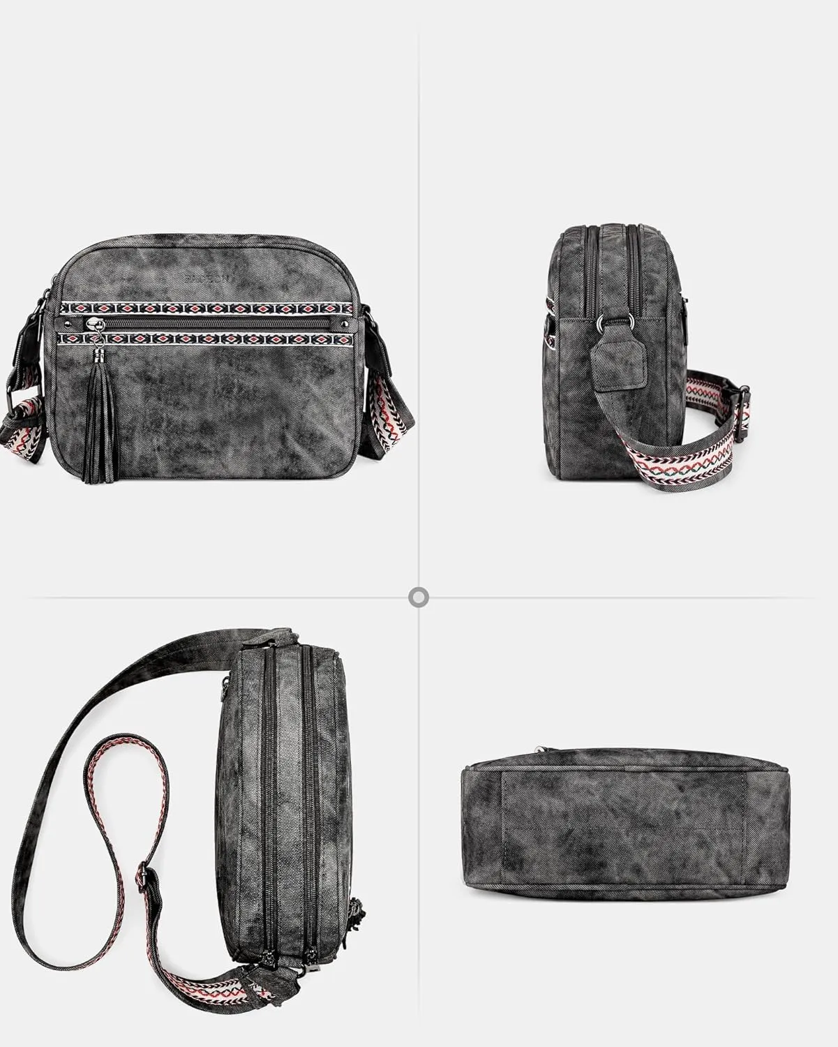 FADEON Crossbody Bags for Women Designer Vegan Leather Crossbody Purse Multi-pocket Medium Shoulder Bag with Card Slots