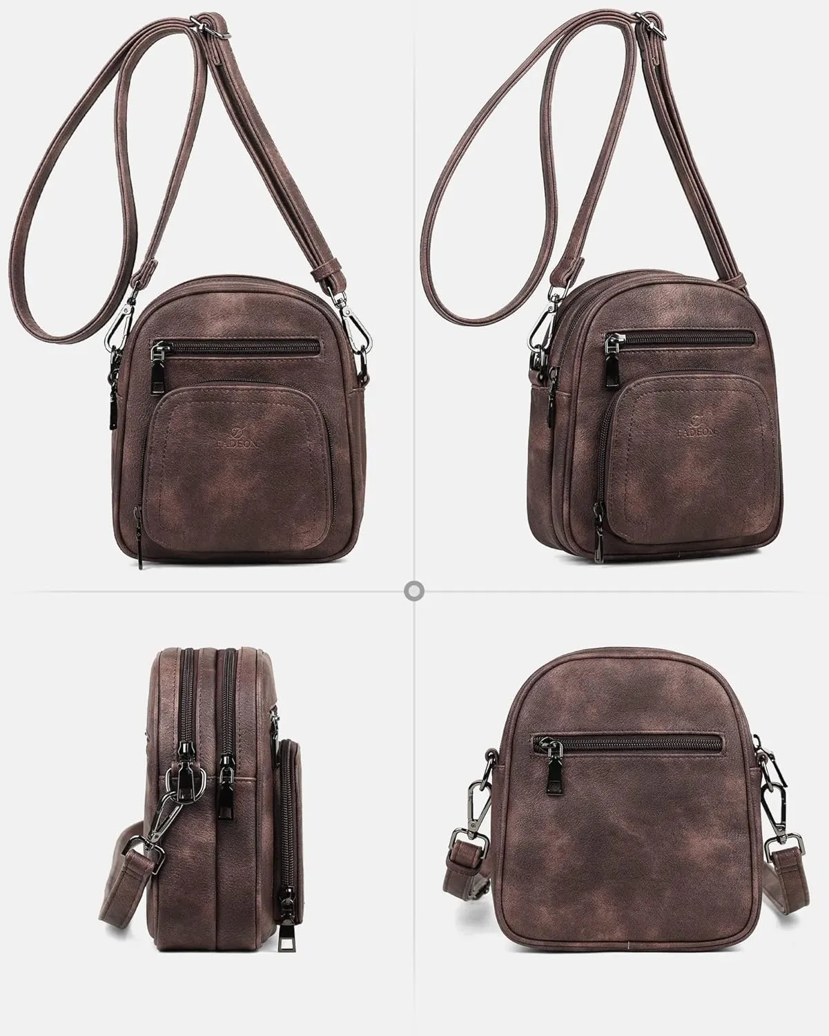 FADEON Small Purses for Women Crossbody Bags, Designer PU Leather Mini Cross Body Purse Travel Shoulder Bag Card Slots