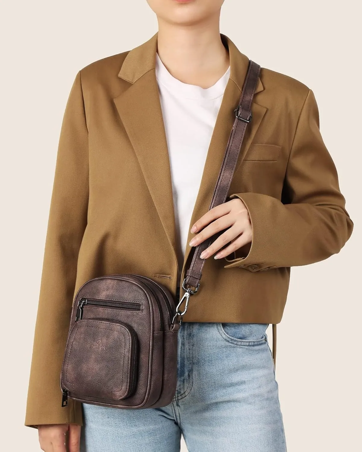 FADEON Small Purses for Women Crossbody Bags, Designer PU Leather Mini Cross Body Purse Travel Shoulder Bag Card Slots