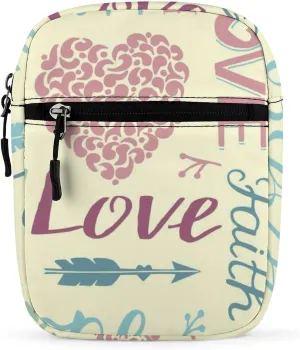 Faith Hope Love Floral Pattern Casual Crossbody Bags for Women Men Mini Sling Purse Shoulder Messenger Bag