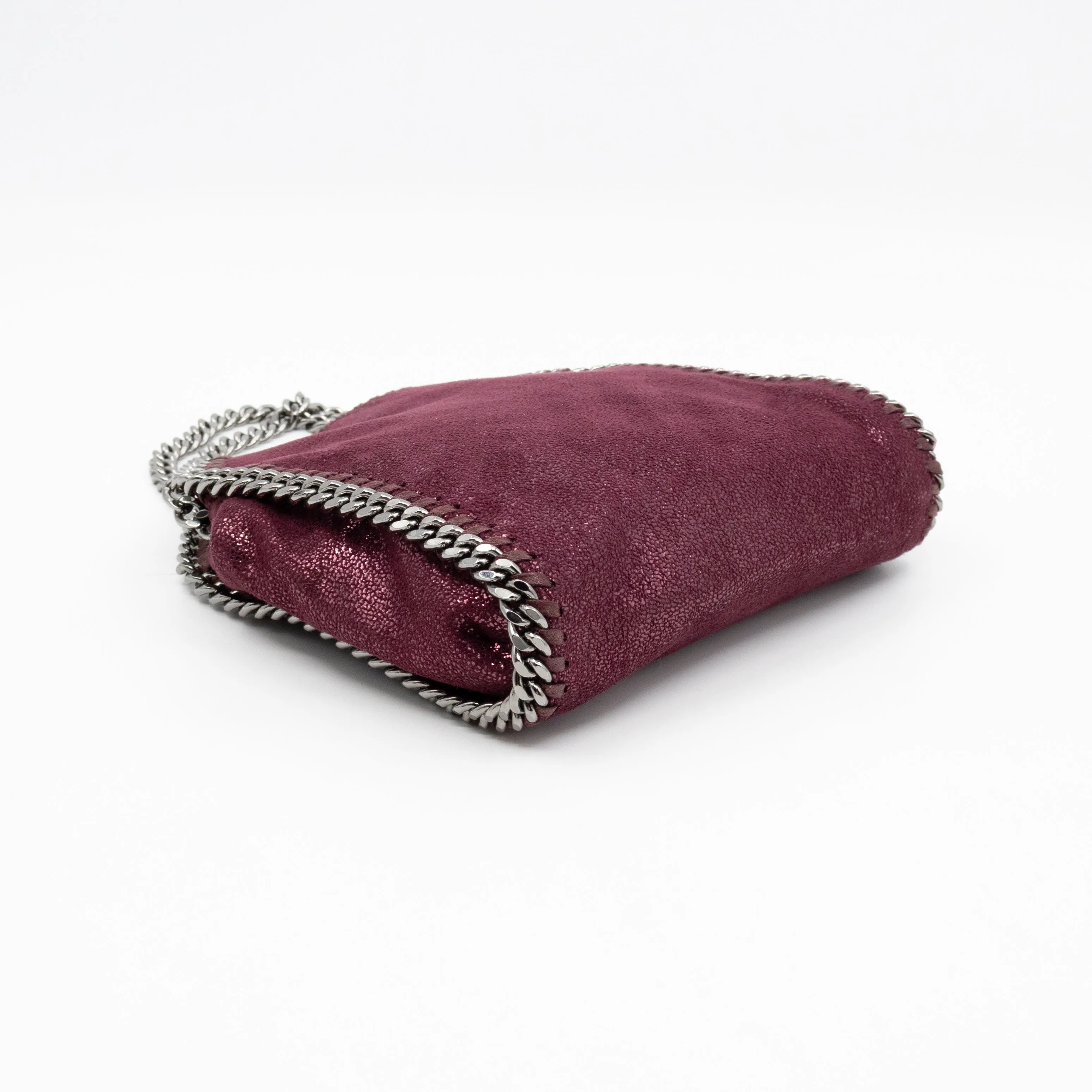 Falabella Fold Over Tote Tiny Metallic Burgundy