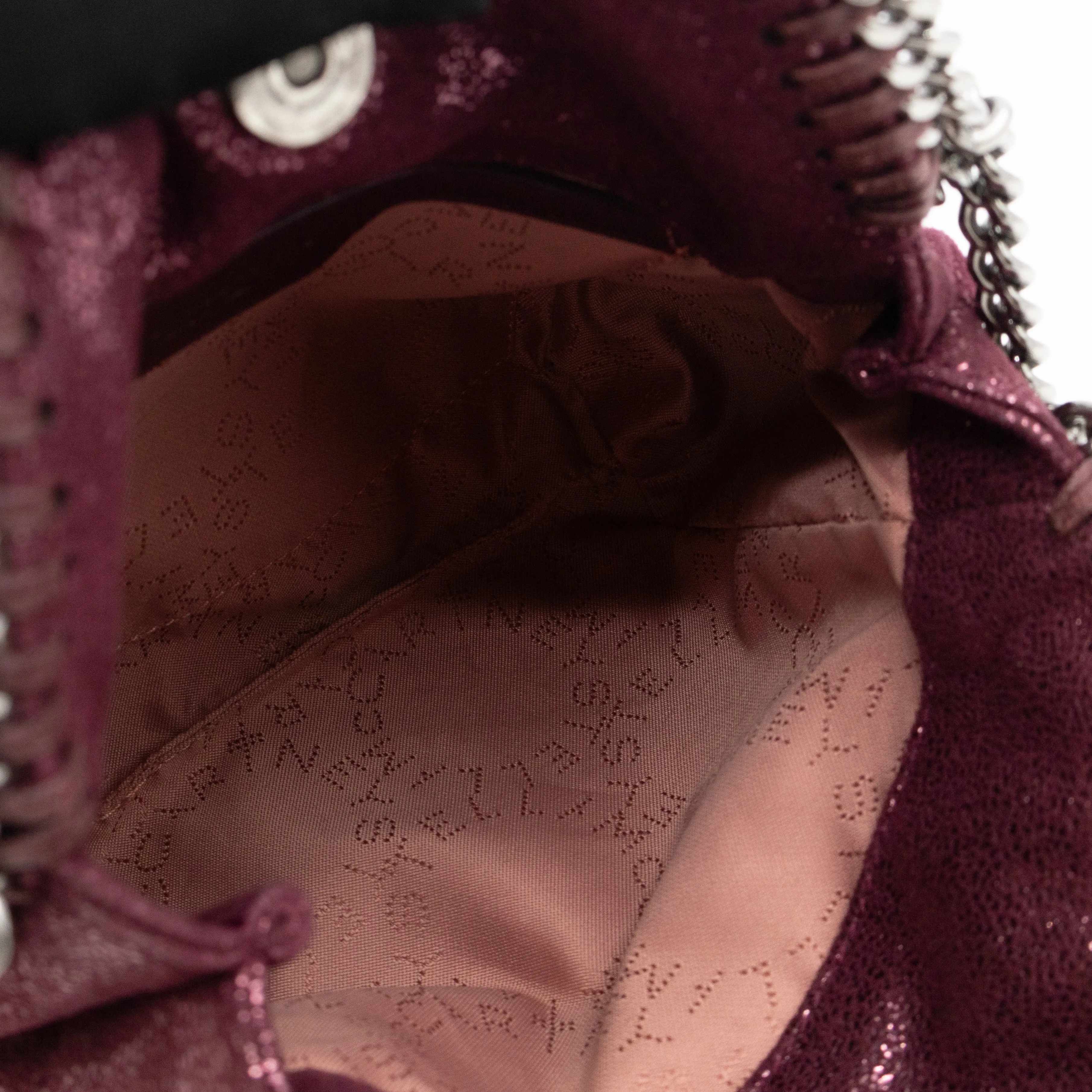 Falabella Fold Over Tote Tiny Metallic Burgundy