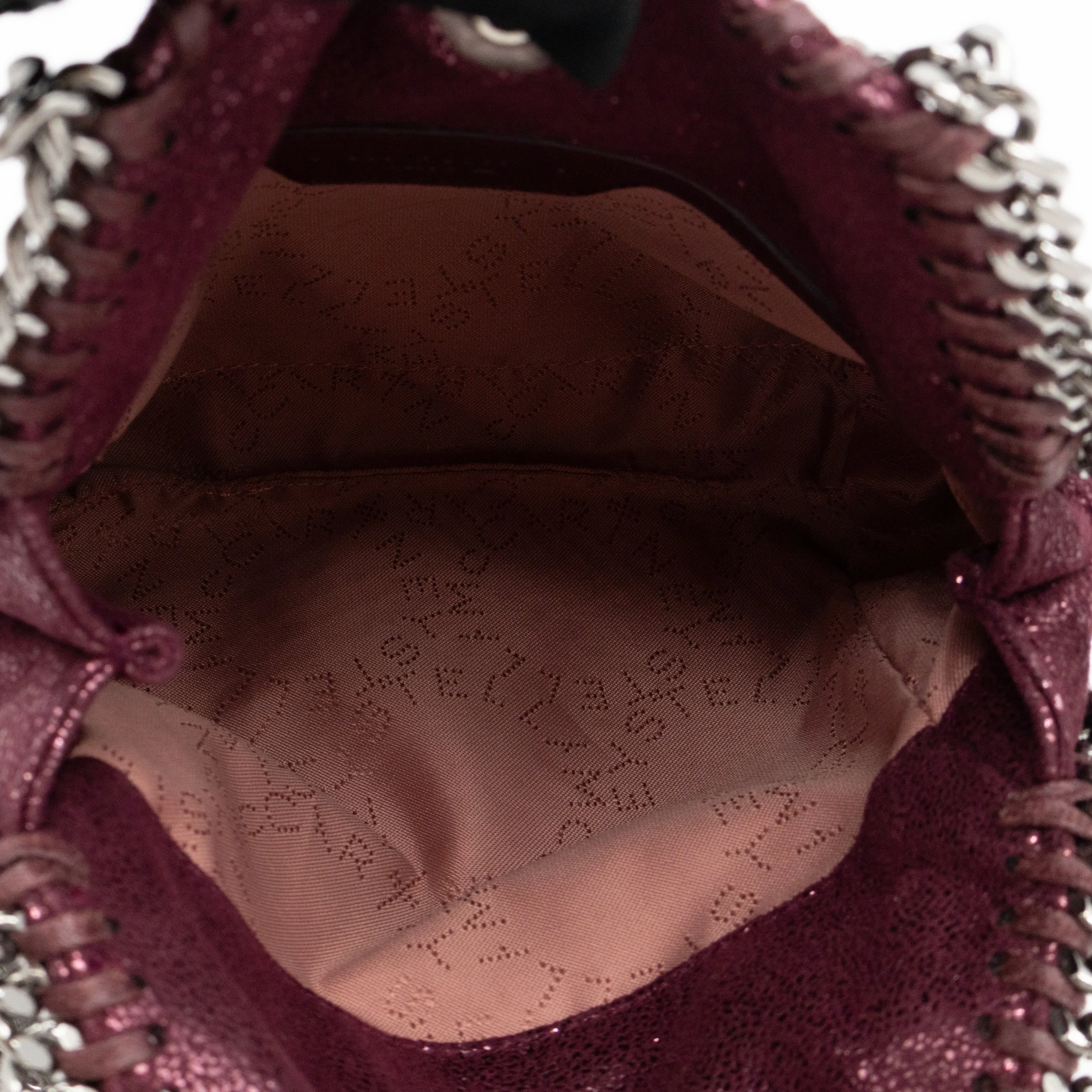 Falabella Fold Over Tote Tiny Metallic Burgundy